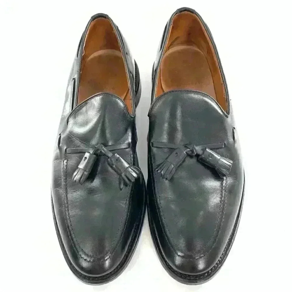 Allen Edmonds mens size 10.5 Grayson black calf leather tassel slip on loafers